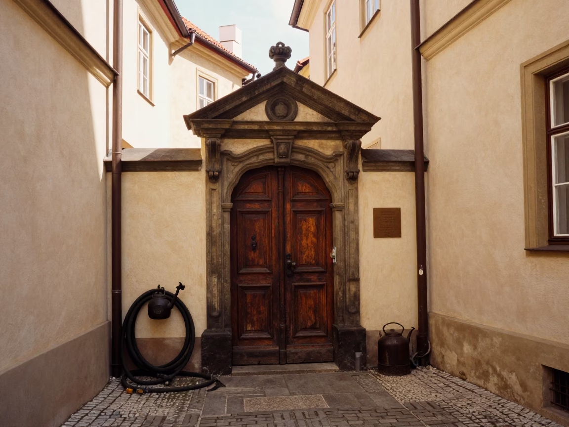 Courtyard Doorway in Prague in in Prague, Czech Republic
