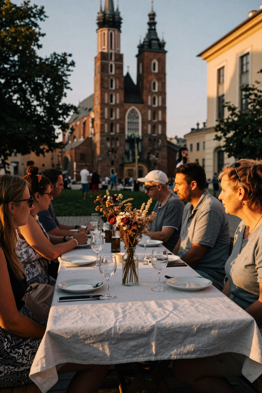 Courtyard Gathering in Krakow in in Krakow, Poland