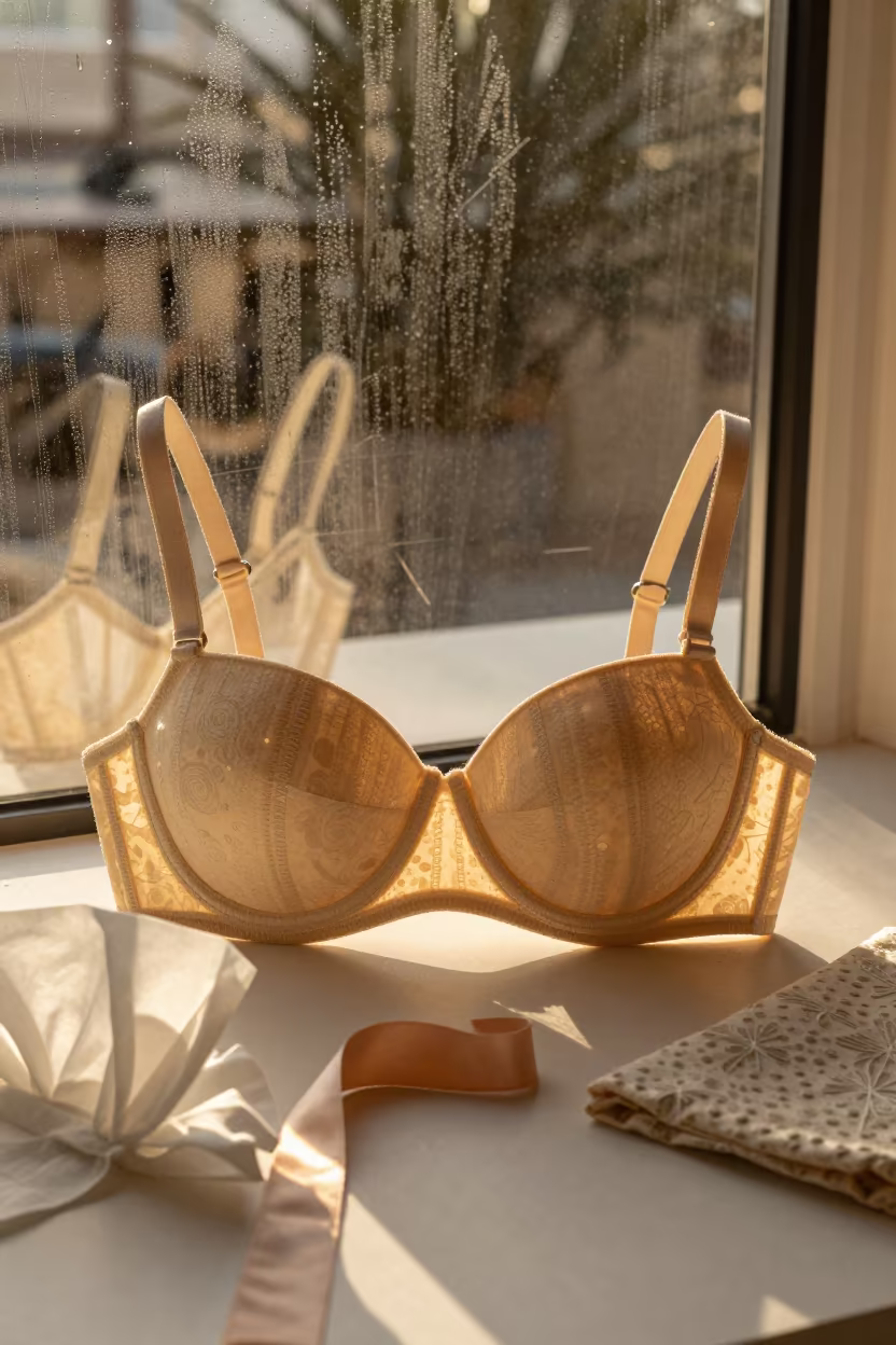 Couture Bodice Cups and Silk Ribbons in Barinas in under runway rehearsal lights in Barinas