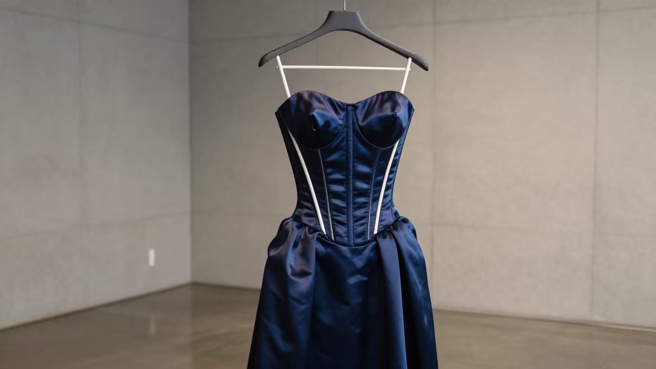 Couture Bodice Exposed Boning Aberdeen Showroom in inside a minimalist showroom near Aberdeen