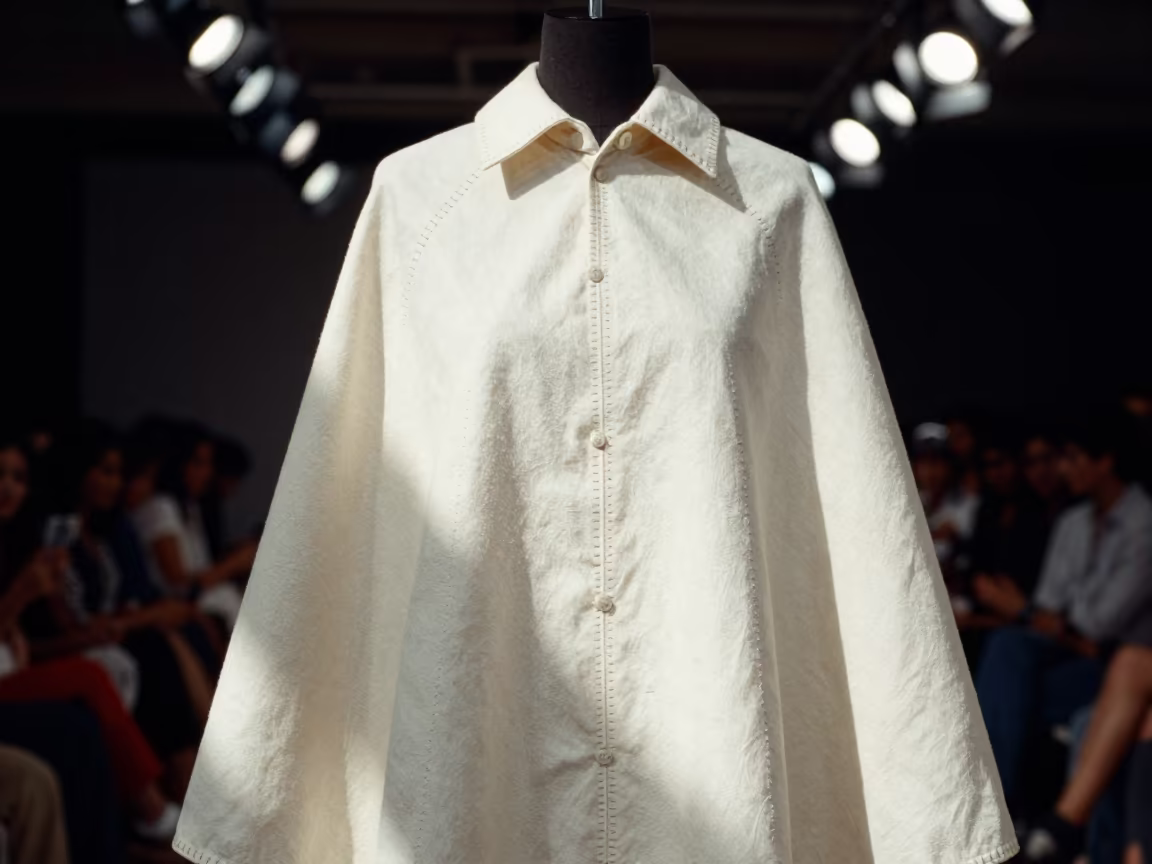 Couture Cape Blind Stitches Noon Light Madurai in under runway rehearsal lights near Madurai