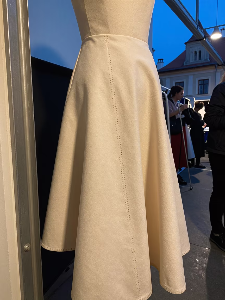 Couture Cape Detail in Twilight Backstage in in a backstage changing corridor near Rzeszów