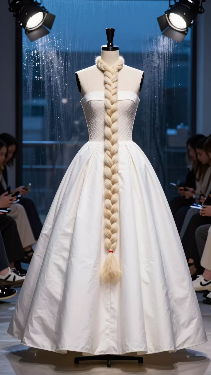 Couture Skirt Volume Horsehair Net Runway Rehearsal in under runway rehearsal lights near Victoria