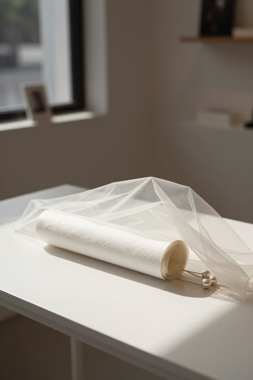 Couture Veil Pins Minimalist Showroom in inside a minimalist showroom near Bandung