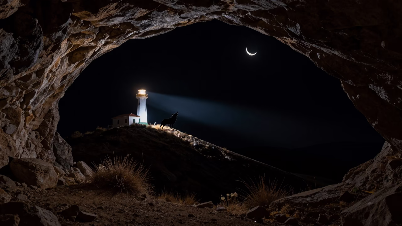 Coyote Howling Under Moonlight in Alpine Saddle in from a quiet alpine saddle near Villa Nueva