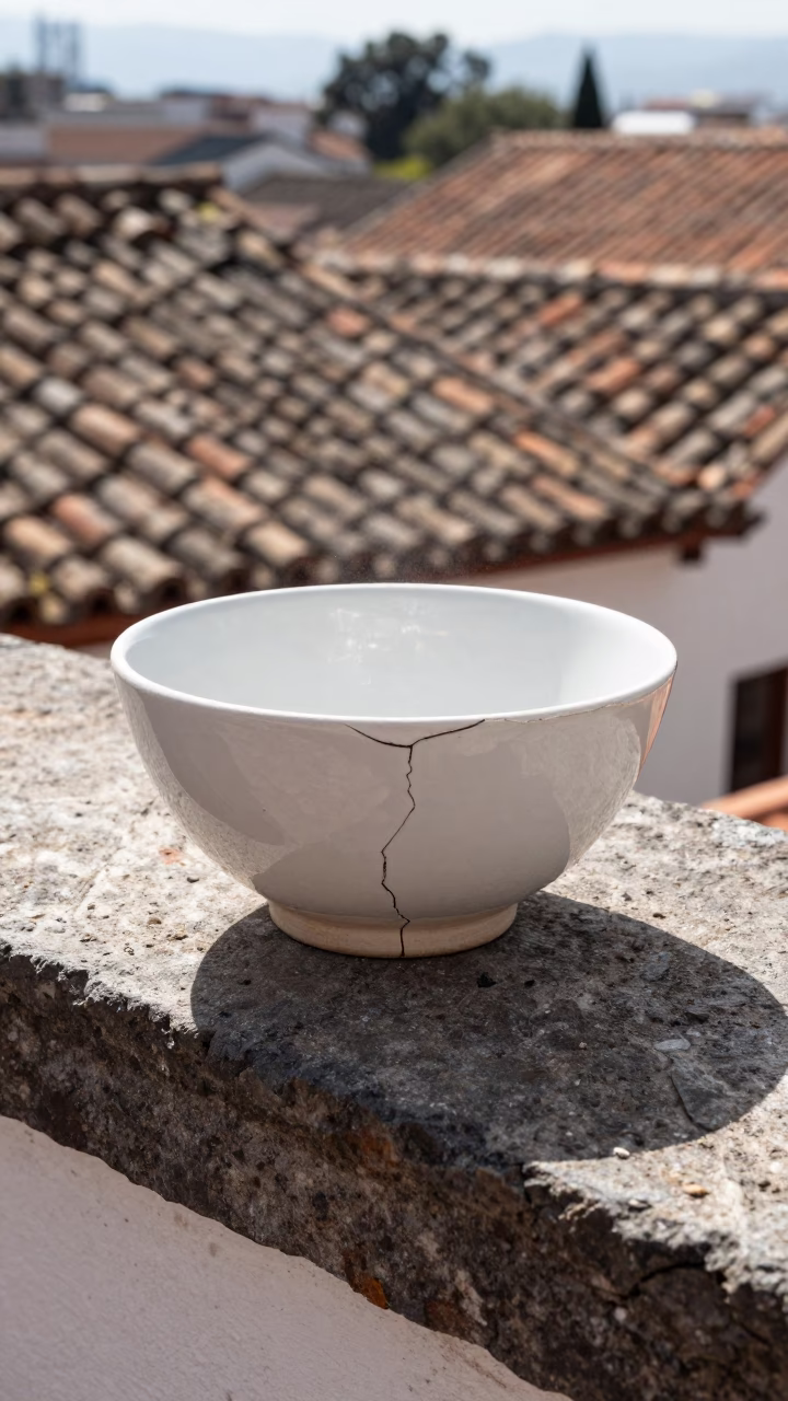 Cracked Ceramic Bowl in Quito in in Quito, Ecuador