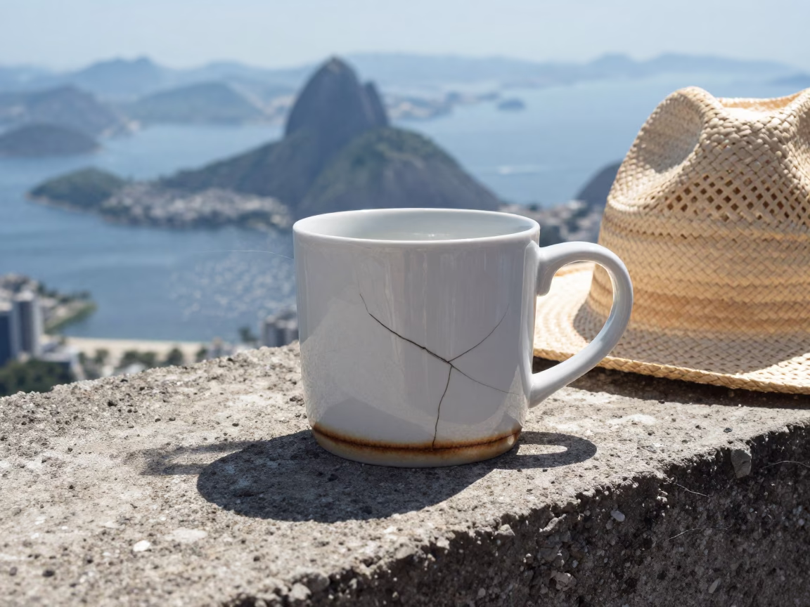 Cracked Ceramic Mug in Rio De Janeiro in in Rio de Janeiro, Brazil