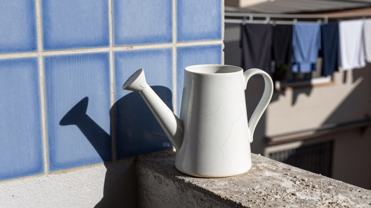 Cracked Ceramic Watering Jug in Buenos Aires in in Buenos Aires, Argentina