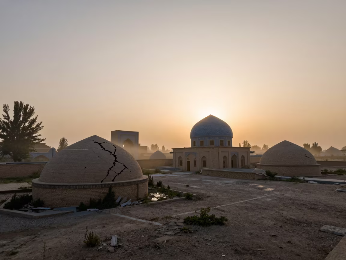 Cracked Dome Ruins in Evening Light in near Mazar-i-Sharif