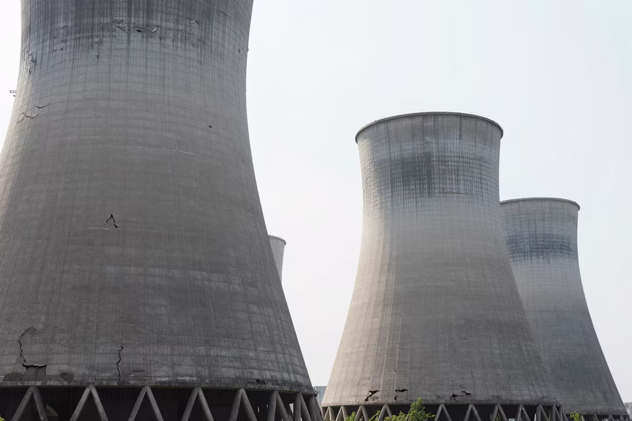 Cracked Hyperbolic Cooling Tower Samawah Noon in near Samawah