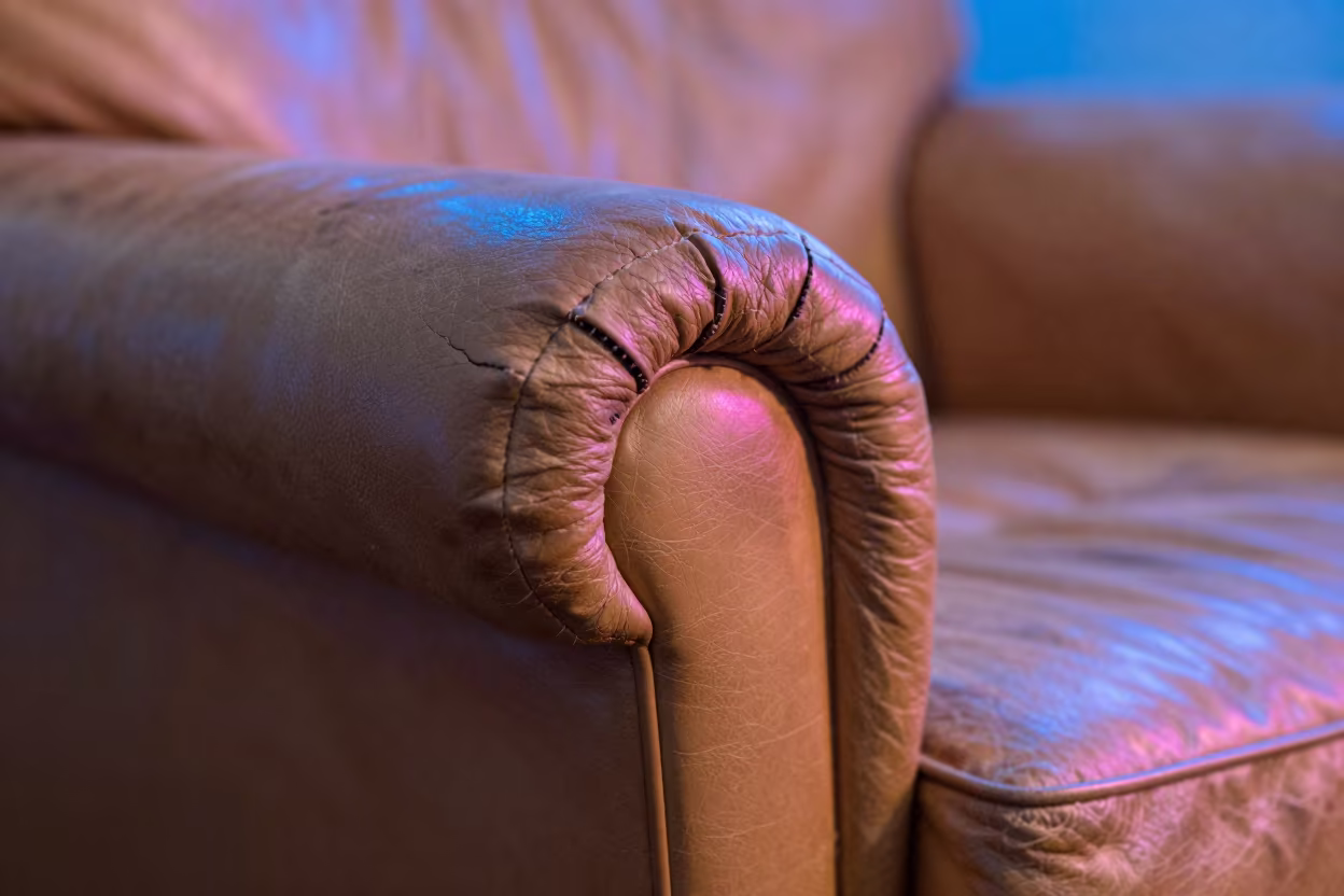 Cracked Leather Texture in Neon Light Pilsen in inside a seed pod split open in Pilsen, Chicago