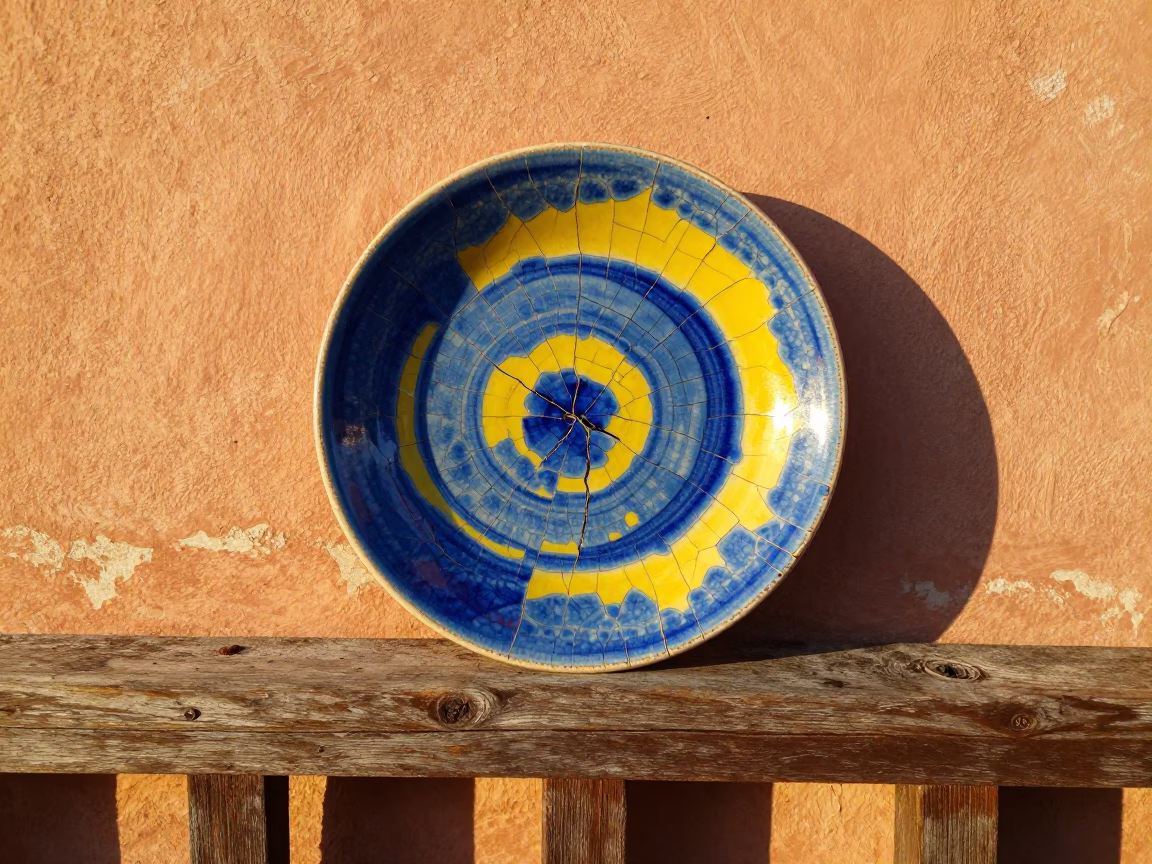 Cracked Majolica Plate in Merida in in Merida, Mexico