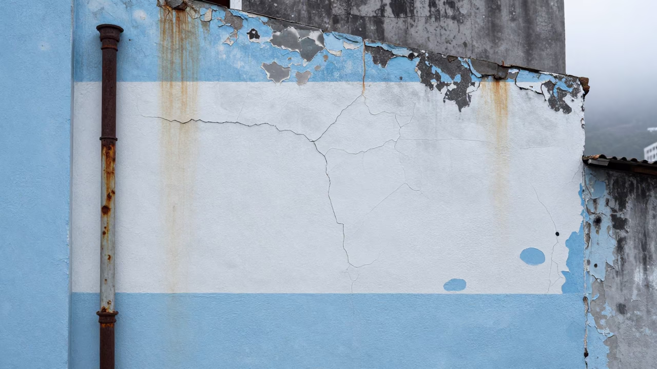 Cracked Painted Stucco Wall in Rio De Janeiro in in Rio de Janeiro, Brazil
