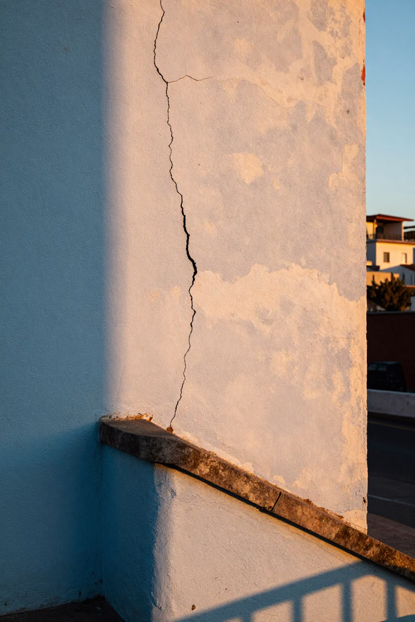 Cracked Painted Stucco Wall in Valparaiso in in Valparaiso, Chile