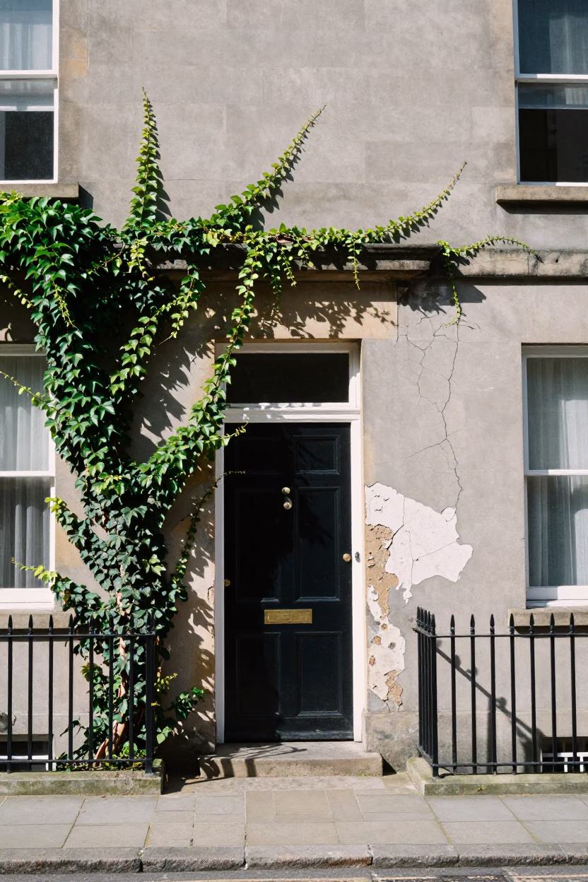 Cracked Stucco at Flat Noon Light in Edinburgh in in Edinburgh, United Kingdom