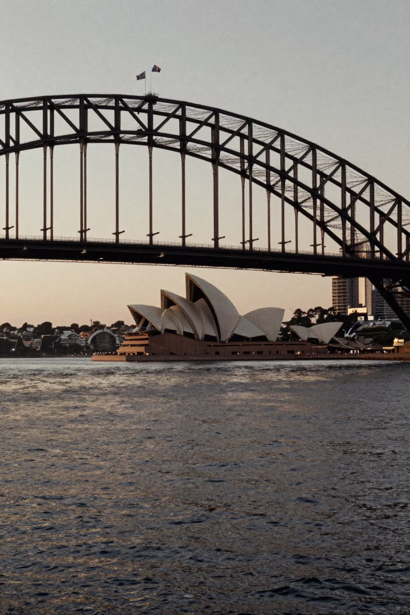 Cradle Suspended in Sydney at Nautical Dawn Light in in Sydney, New South Wales, Australia