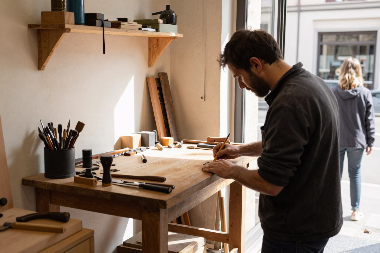 Craftsman's Workbench in Milan in in Milan, Italy