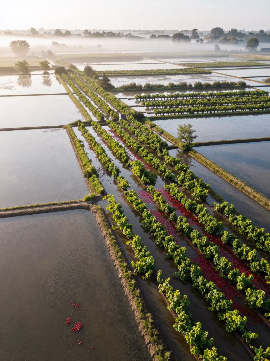 Cranberry Bogs Flooded in Bruges Rice Paddies in among terraced rice paddies in Beguinage, Bruges
