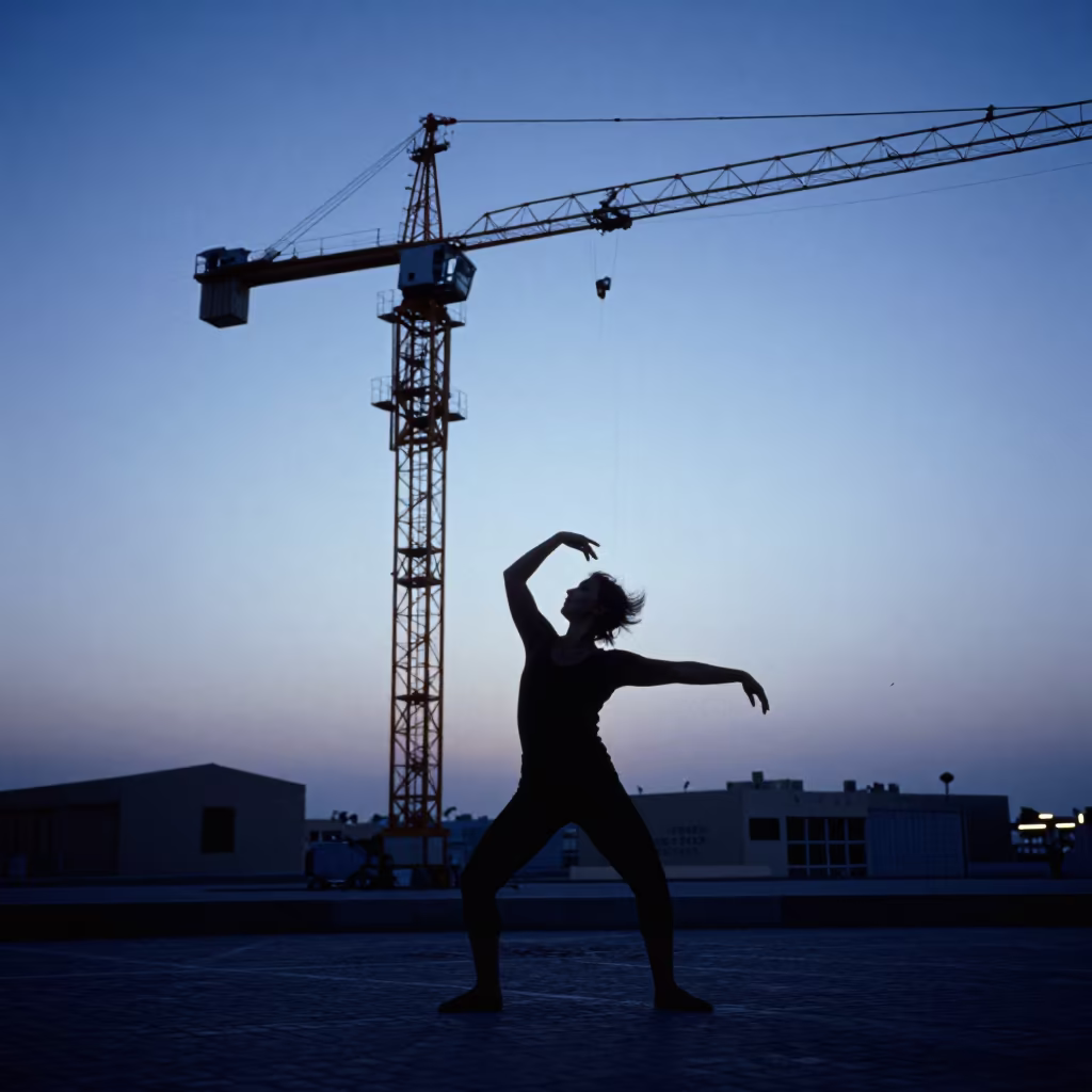 Crane Dancing in Doha Twilight in near Doha