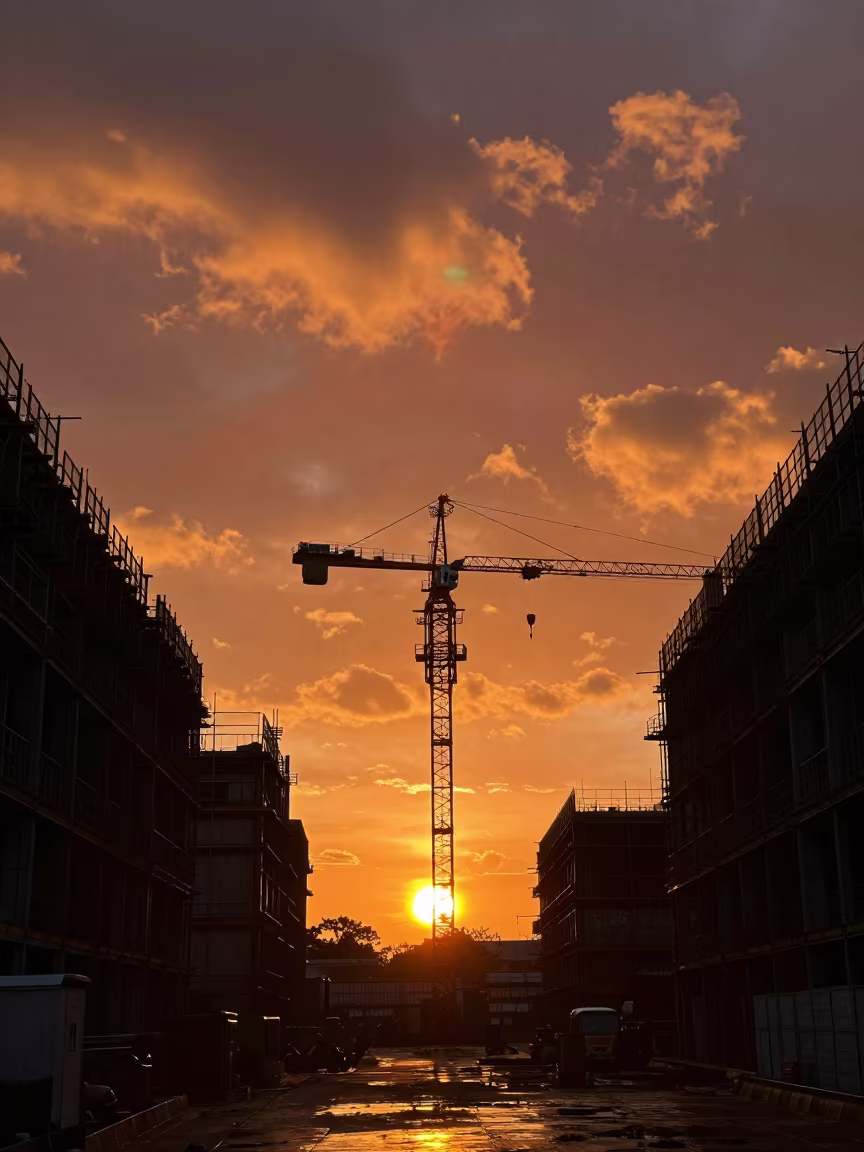 Crane Silhouette Against Fiery Madagascar Sunset in in Madagascar