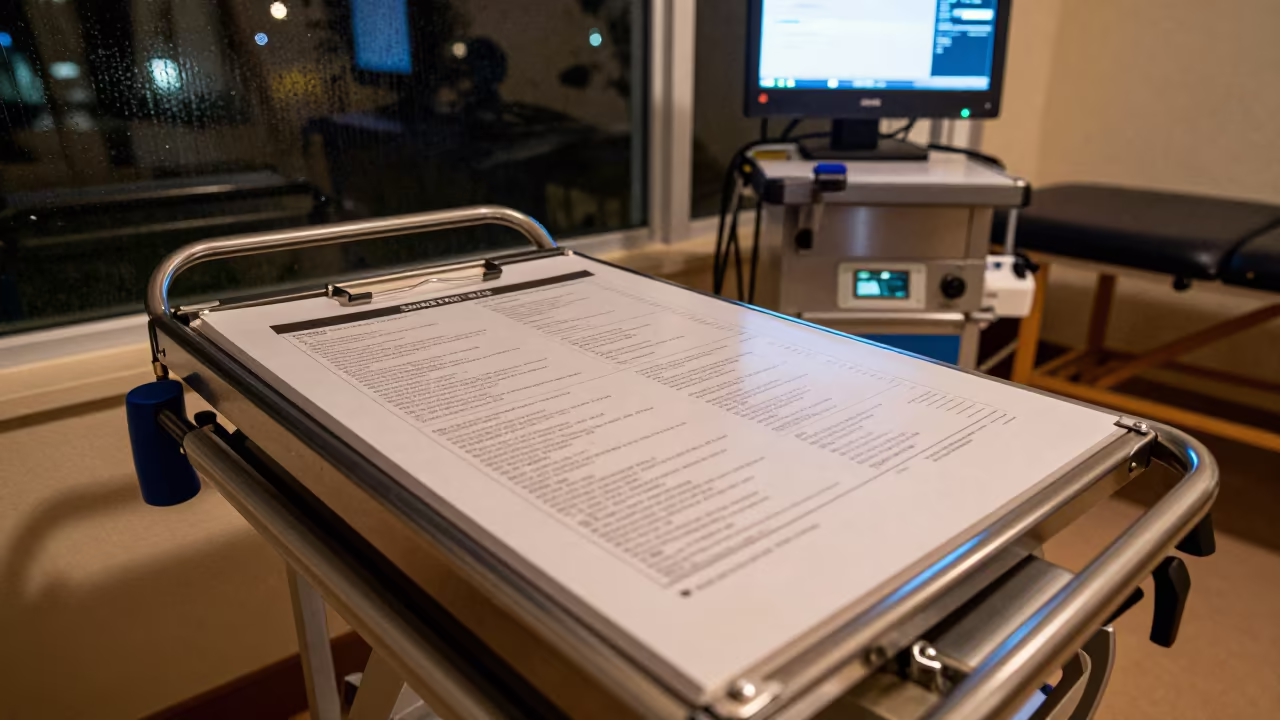Crash Cart Seal Board in Waikiki Gym in inside a rehabilitation gym in Waikiki, Honolulu