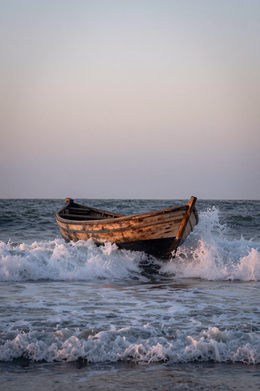 Crashing Surf in Essaouira at First Light Of Dawn in in Essaouira, Morocco