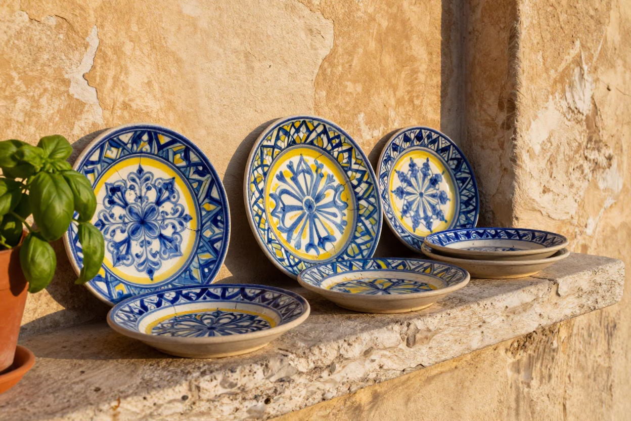 Crazed Majolica Plates in Marseille in in Marseille, France