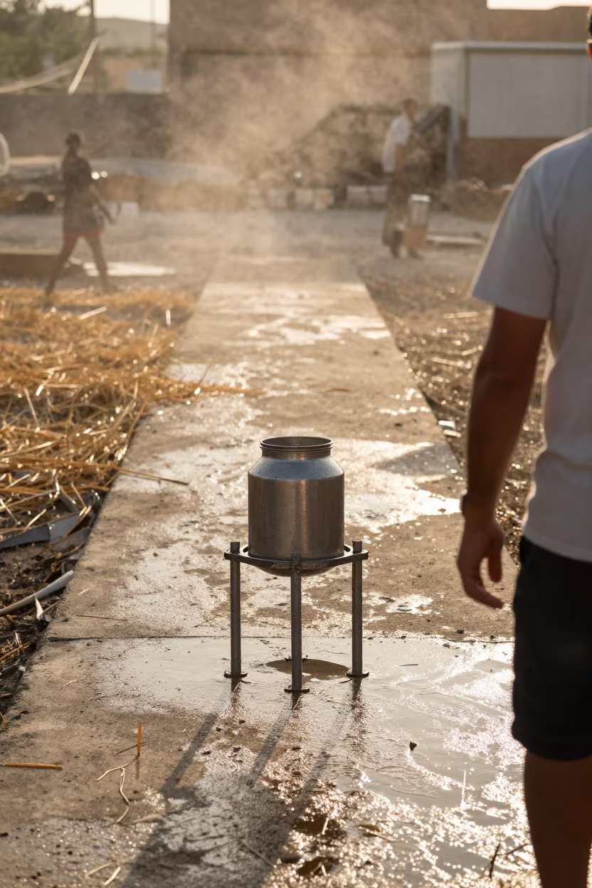 Creep Feed Jar Stand at Sicilian Stockyard Ramp in at a stockyard loading ramp in Sicily