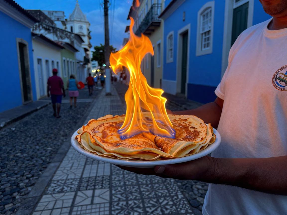 Crepes Suzette in Salvador at The Last Blue Light Of Evening in in Salvador, Brazil