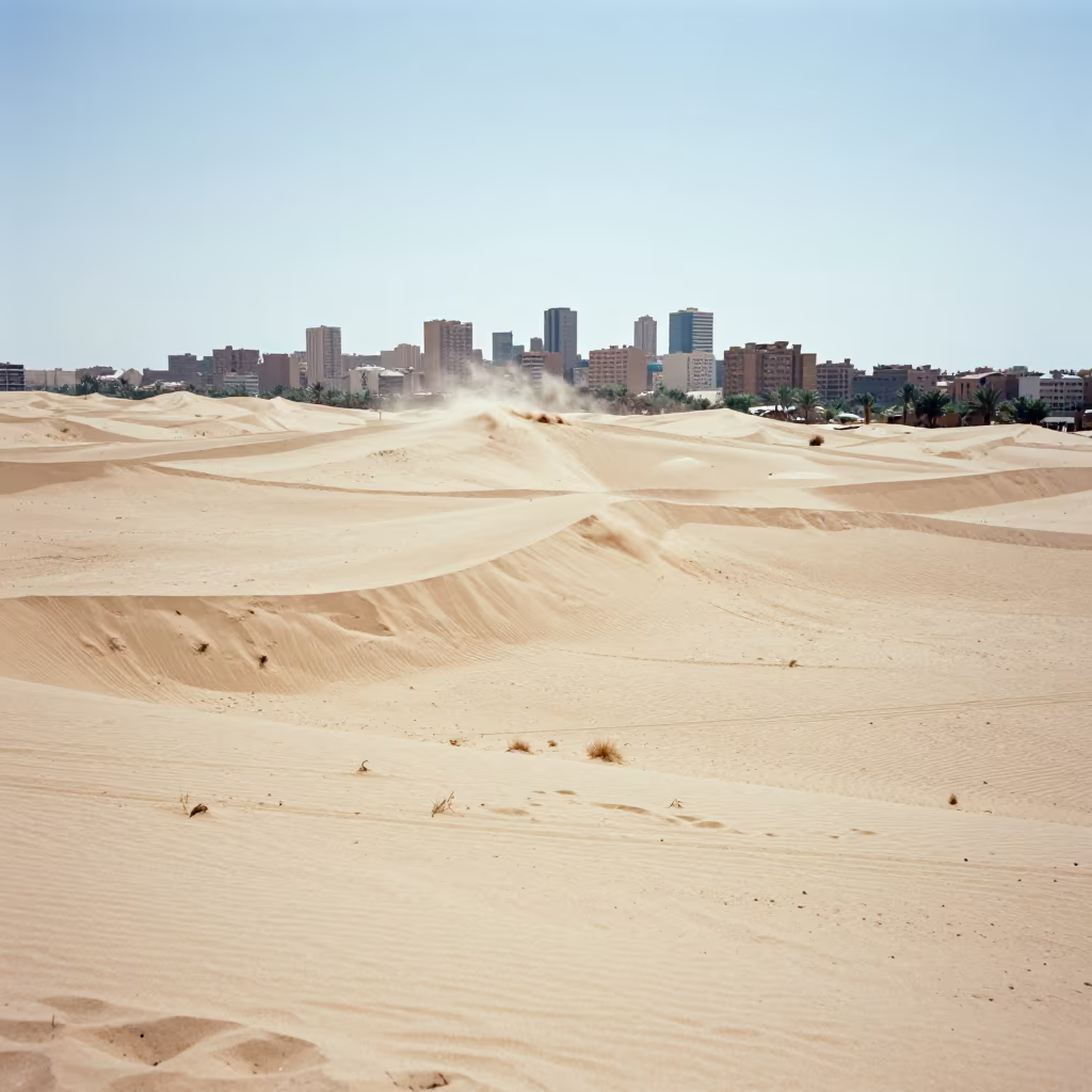 Crescent Dunes Across Cairo Valley Floor in across a wide valley floor near Coptic Cairo, Cairo