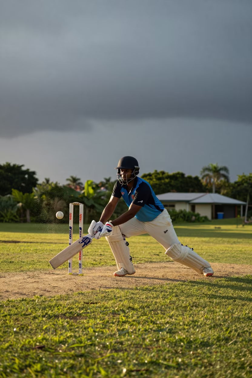 Cricket Wicketkeeper Dives for Catch in Caguas in on a hillside near Caguas
