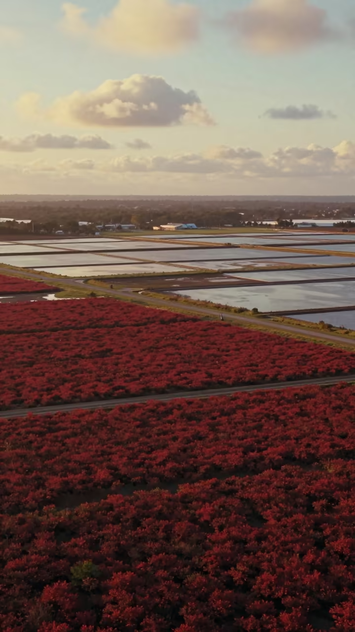 Crimson Blueberry Barrens Over Salt Ponds in high over salt ponds and causeways near La Victoria
