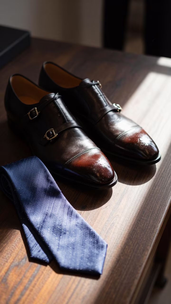 Crisp Editorial Light on Monks and Ties in inside a couture atelier in San Sebastian