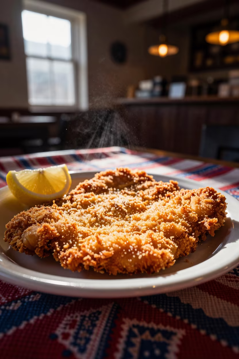Crispy Schnitzel on Picnic Blanket in Puebla in on a picnic blanket in Puebla