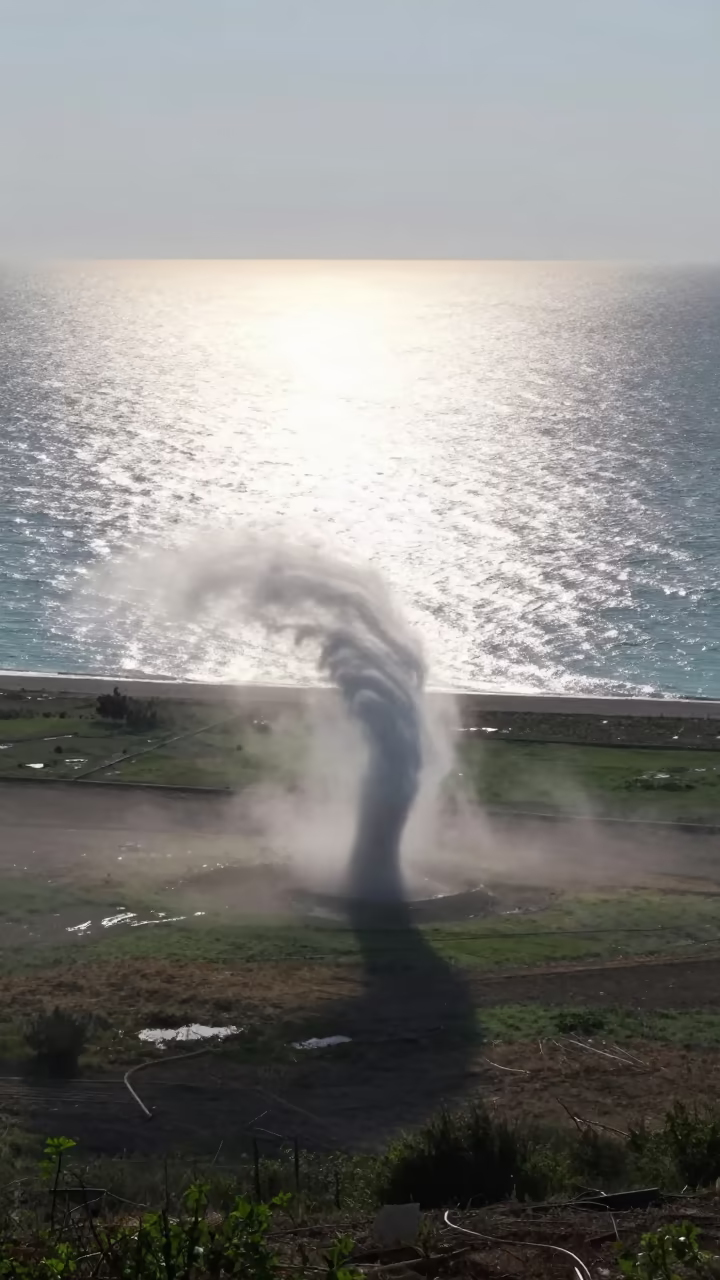 Croatian Gustnado Silhouette Against Water Light in in Croatia