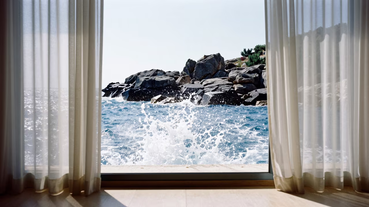 Croatian Headland Spray Double Exposure in in Croatia