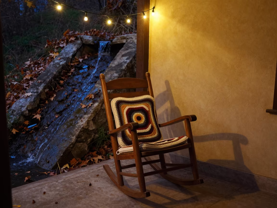 Crocheted Cushion Rocking Chair Porch Night in on a porch with a rocking chair in Gaziantep