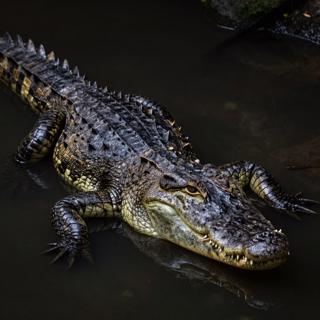 Crocodile Lurking Near Rio Botafogo in near Botafogo, Rio de Janeiro