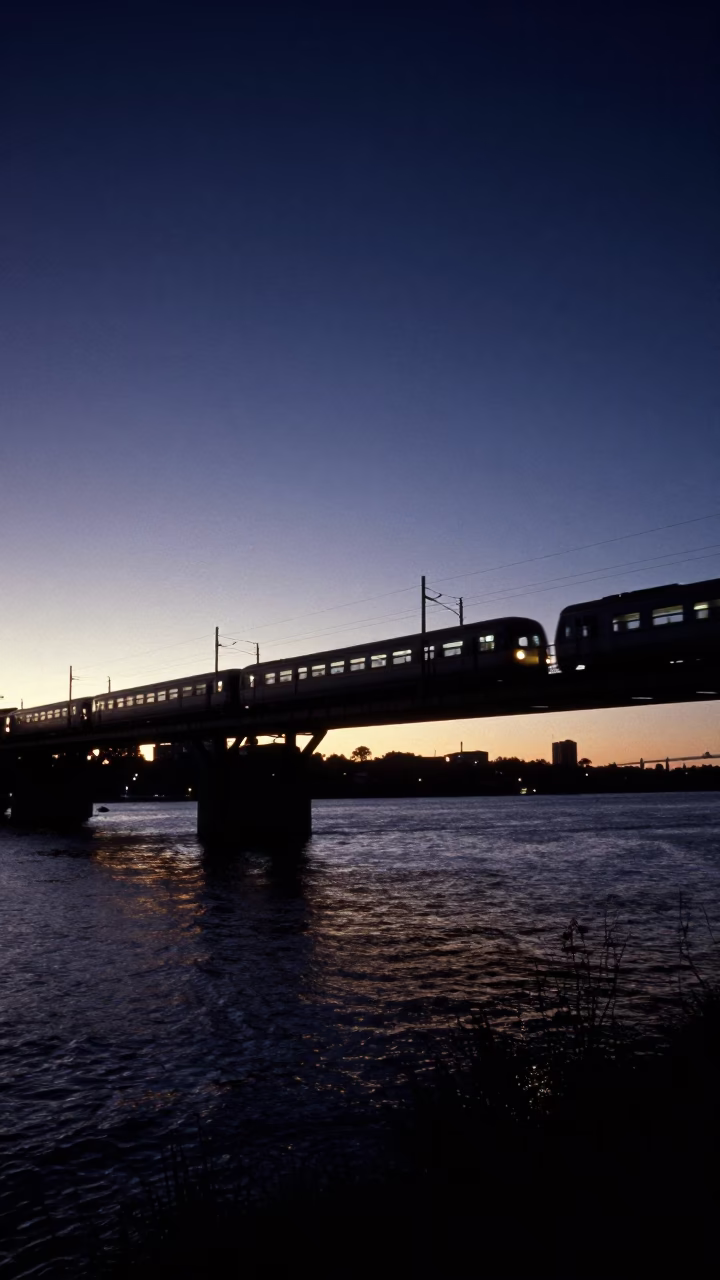 Crossing Bridge in Perth at The Predawn Darkness Light in in Perth, Western Australia, Australia