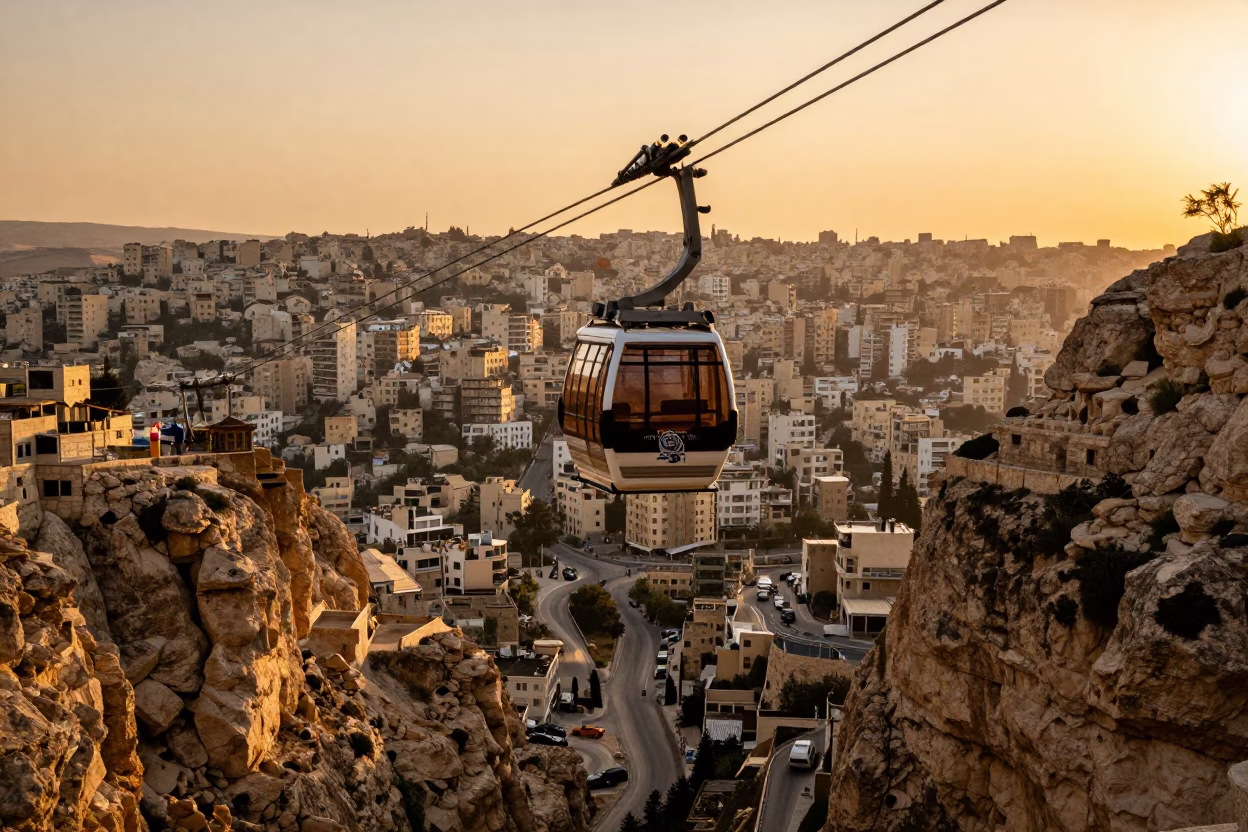 Crossing Gorge in Amman at Sunset Light in in Amman, Jordan