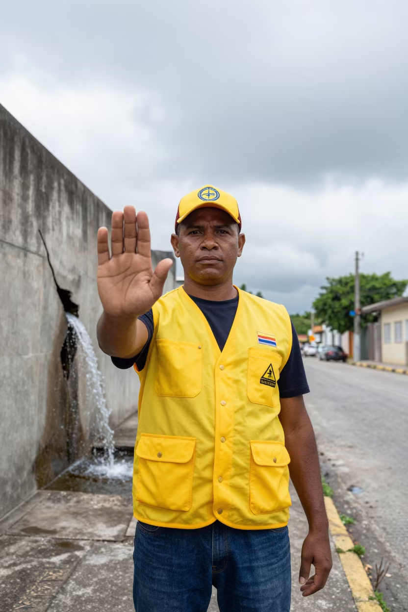 Crossing Guard Under Monsoon Sky in Guarenas in in Guarenas