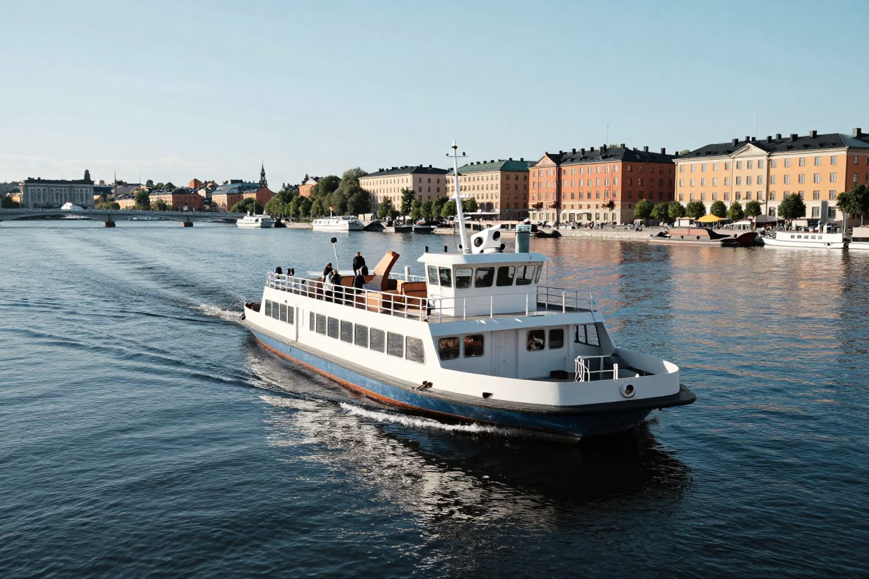 Crossing River at Midday Light in Stockholm in in Stockholm, Sweden