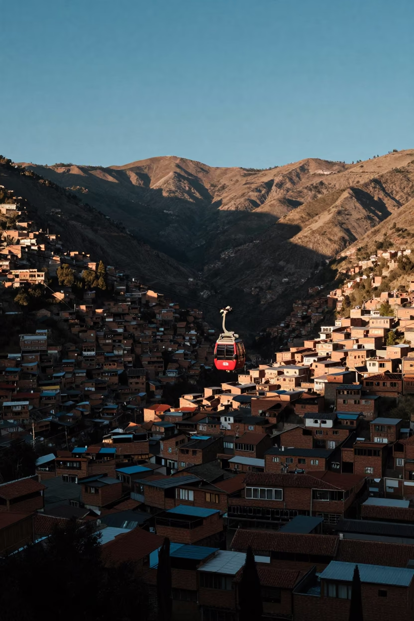 Crossing Valley in La Paz at The Early Morning Light in in La Paz, Bolivia
