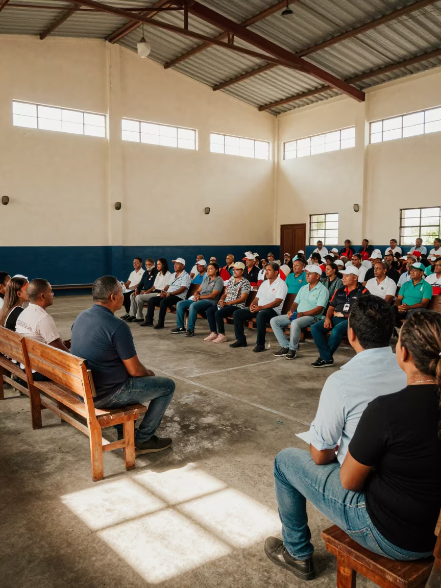 Crowd Fills Back Wall at Nicaragua Council Hearing in inside a polling station gymnasium near Managua