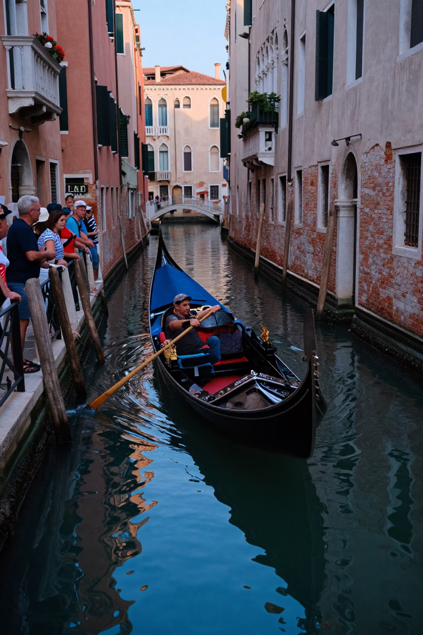 Crowded Canal in Venice in in Venice, Italy