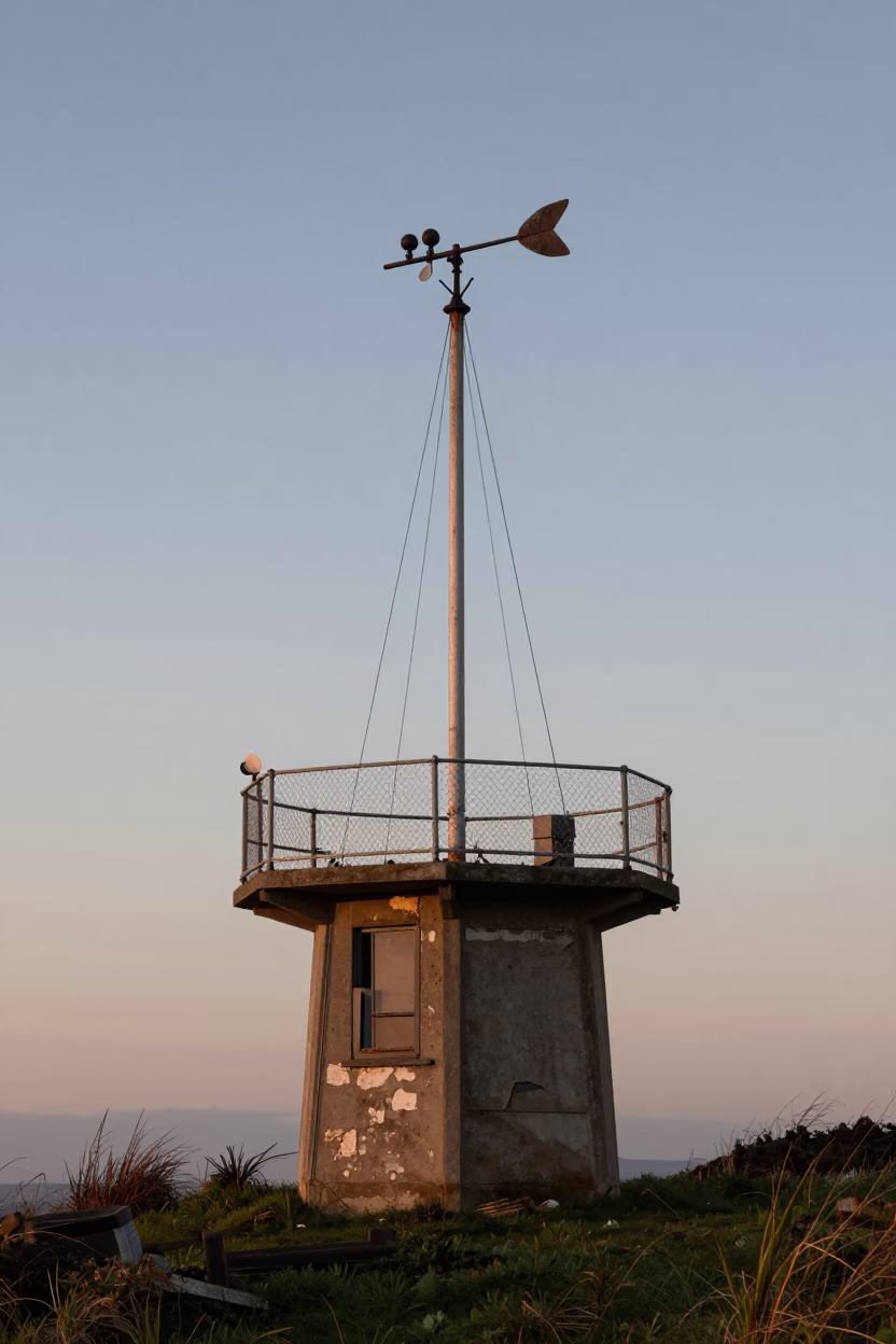 Crumbling Weather Station Instruments at Dawn in Bristol UK in in Bristol, United Kingdom