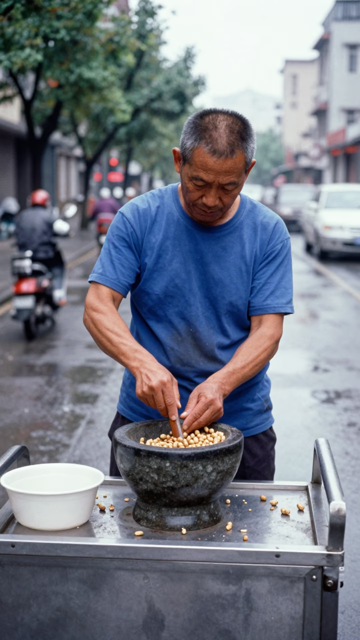 Crushing Peanuts in Shanghai in in Shanghai, China