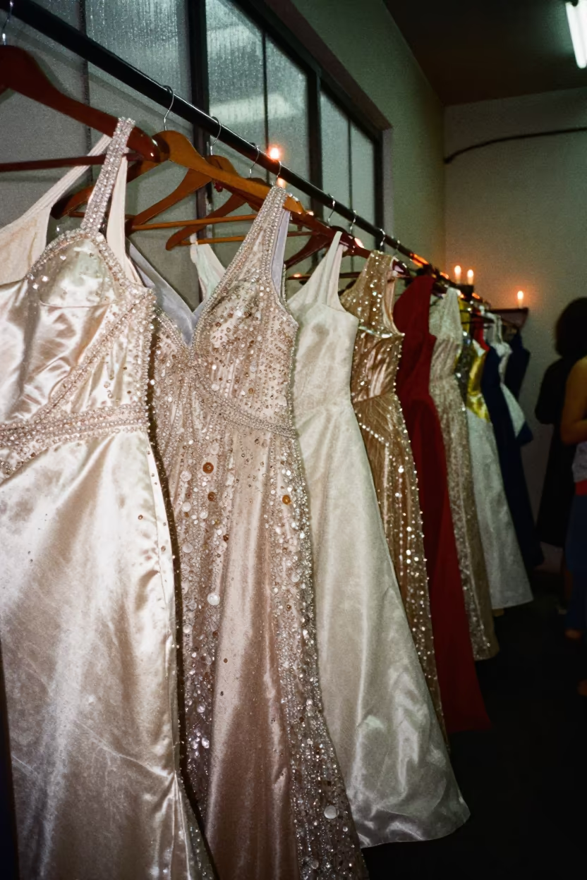 Crystal Gown Runway After Rain Dhaka Sunset in in a backstage changing corridor in Dhaka