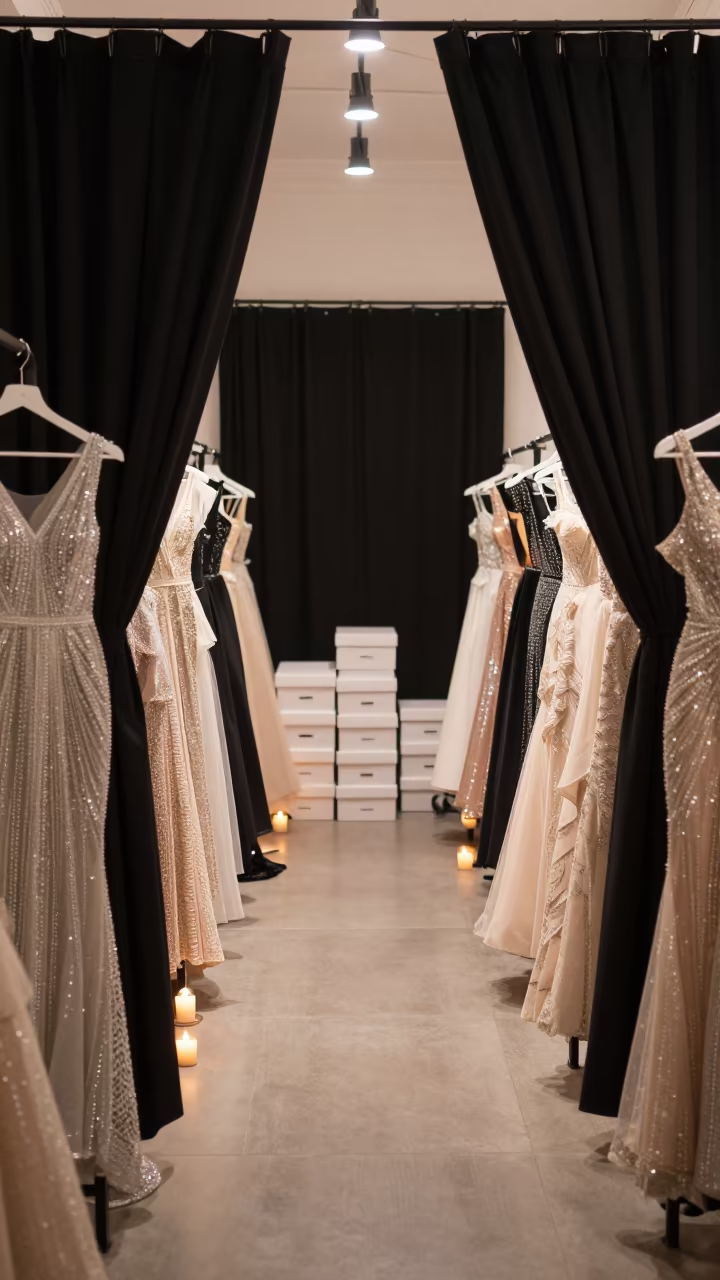 Crystal Gowns in Kathmandu Atelier Candlelight in inside a couture atelier near Boudhanath, Kathmandu
