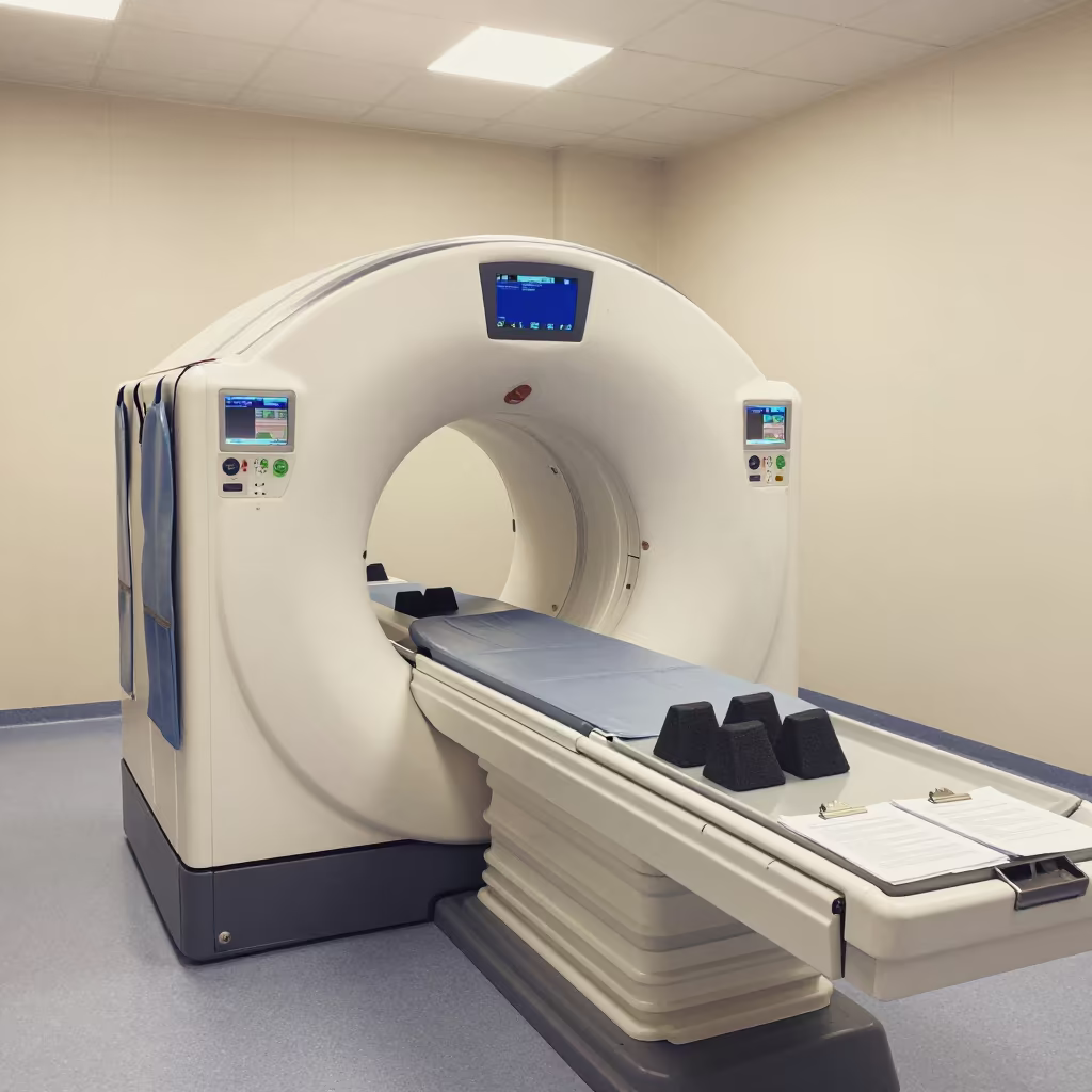 CT Scanner Room Quiet Turnover Morning Light in inside a rehabilitation gym in Kielce